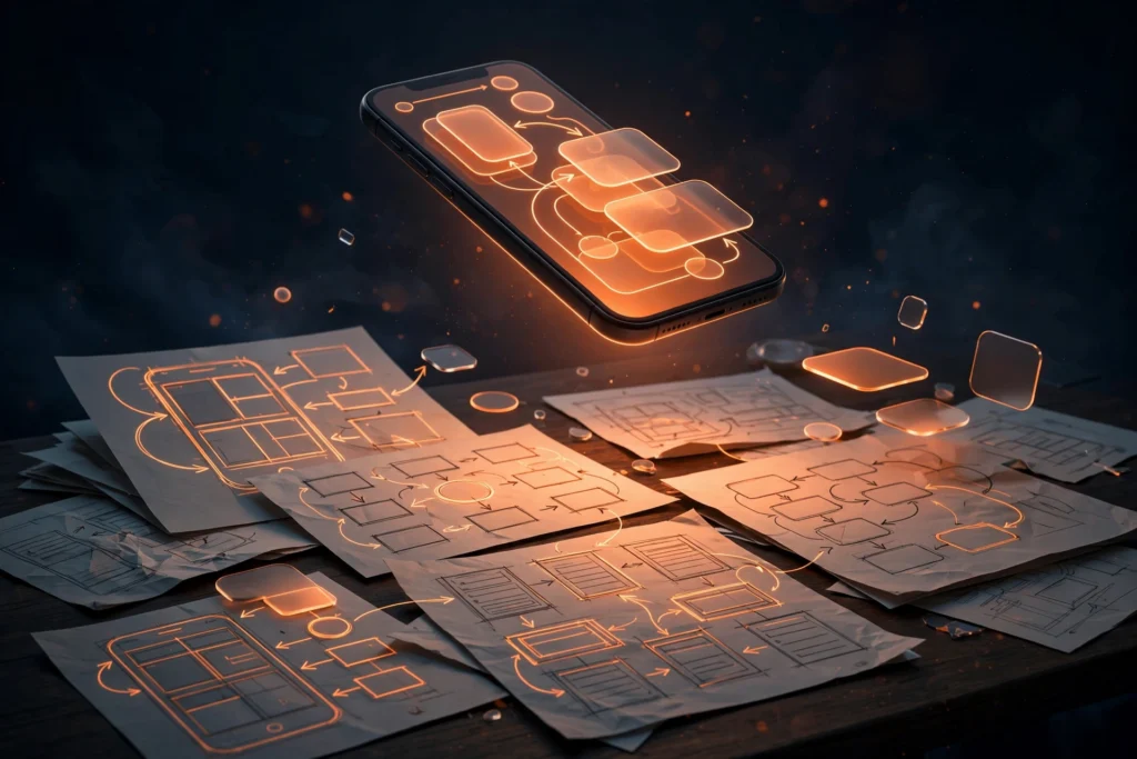 app wireframe — feature illustration