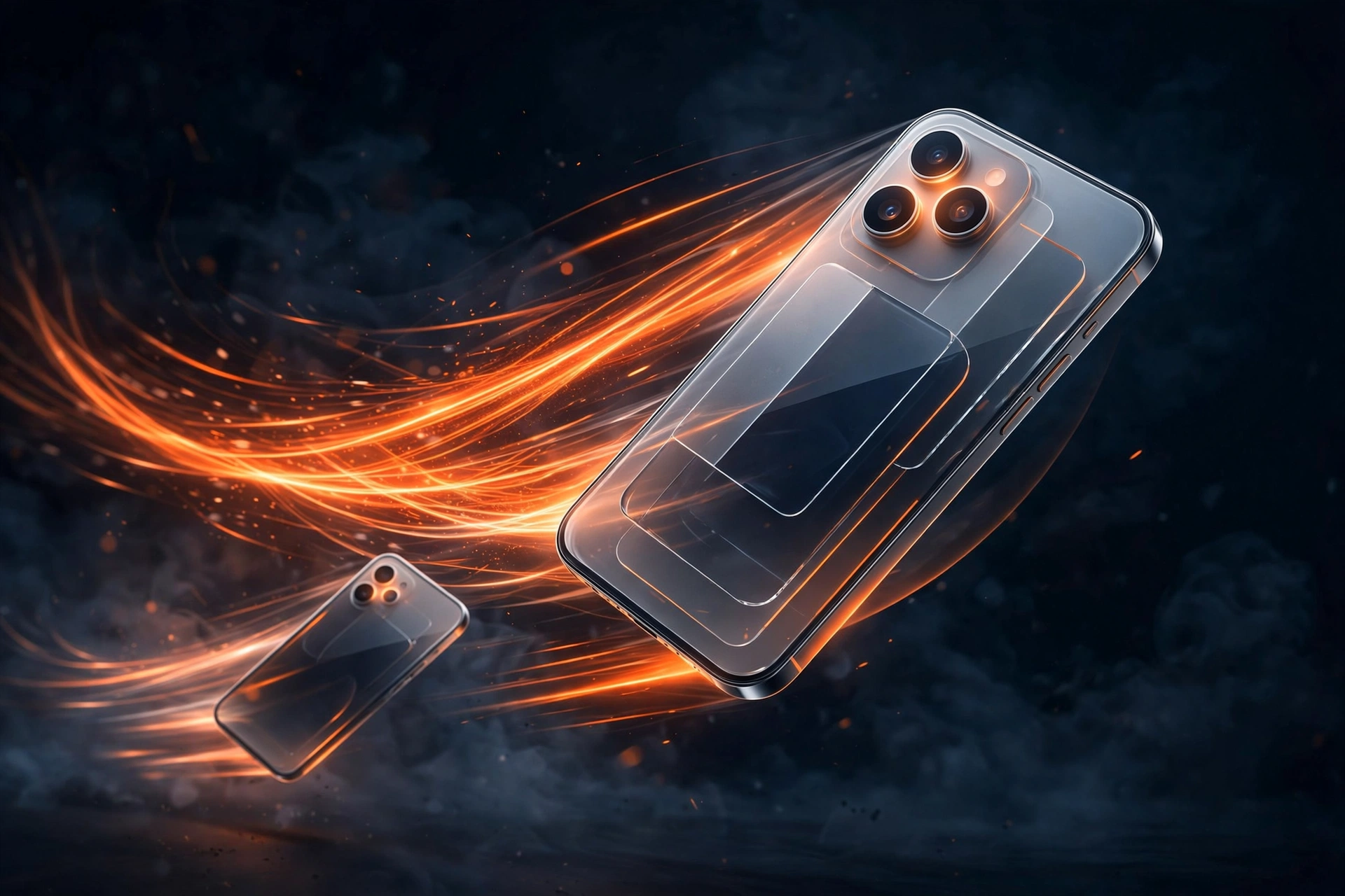 Native vs hybrid apps performance compared — fast smartphone with motion speed trails