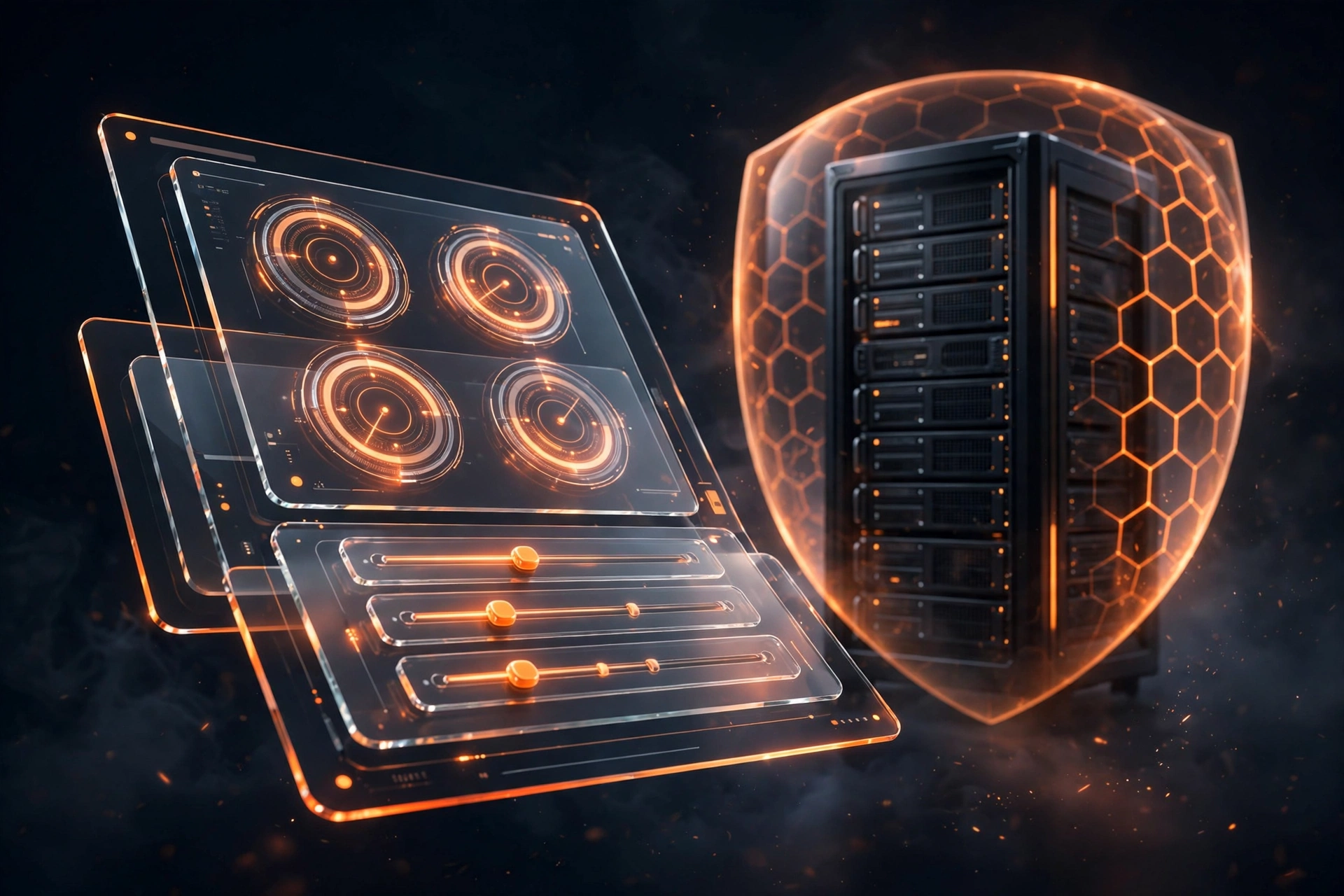 VPS server management dashboard illustration showing root access and security control for vps hosting