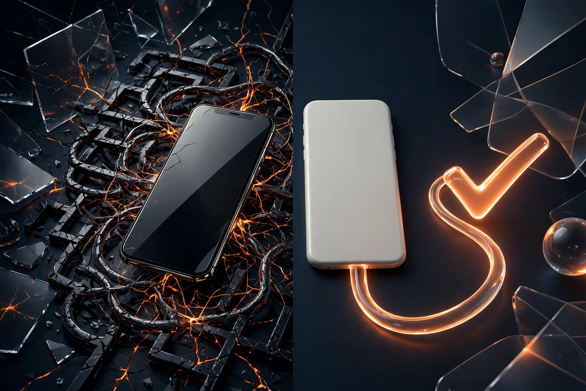 Comparison of good UI vs UX design showing a beautiful but confusing app versus a clear usable one