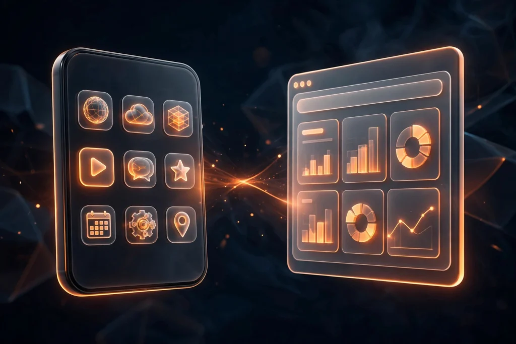 web app vs mobile app — feature illustration